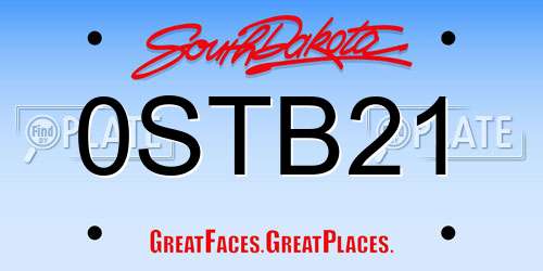 0STB21 South Dakota License Plate