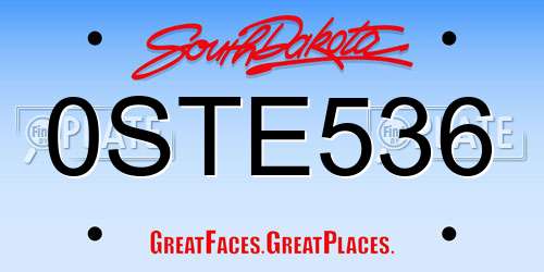 0STE536 South Dakota License Plate