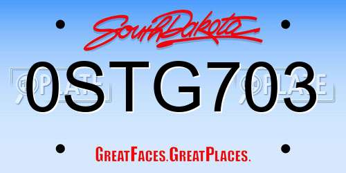 0STG703 South Dakota License Plate