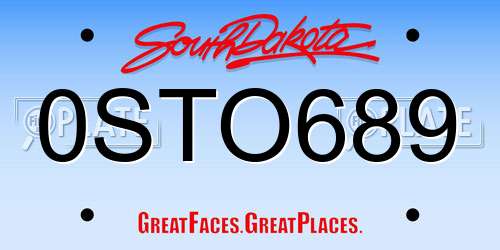 0STO689 South Dakota License Plate