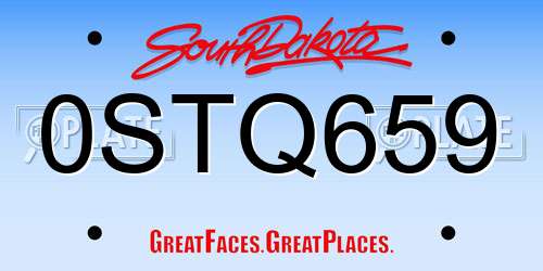 0STQ659 South Dakota License Plate