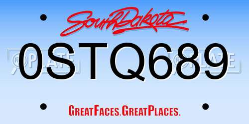 0STQ689 South Dakota License Plate