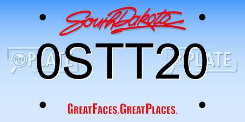 0STT20 South Dakota License Plate