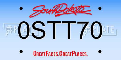 0STT70 South Dakota License Plate
