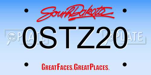 0STZ20 South Dakota License Plate