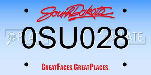0SU028 South Dakota License Plate