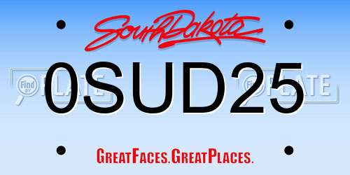 0SUD25 South Dakota License Plate