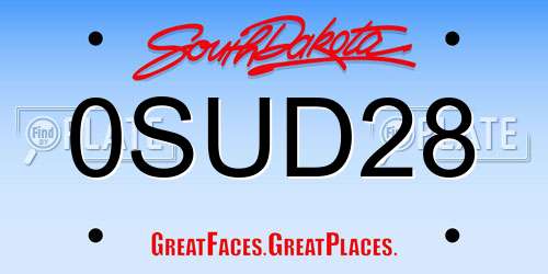 0SUD28 South Dakota License Plate