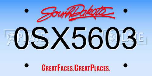 0SX5603 South Dakota License Plate