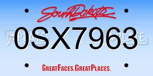 0SX7963 South Dakota License Plate