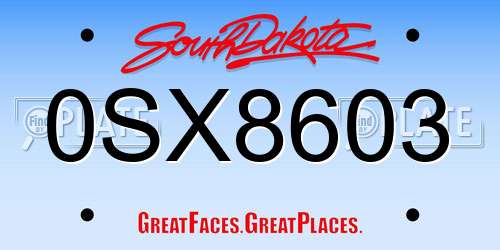0SX8603 South Dakota License Plate