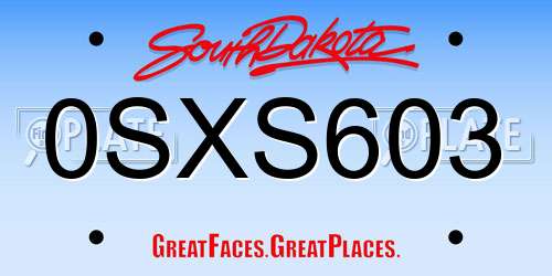 0SXS603 South Dakota License Plate
