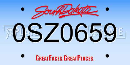 0SZ0659 South Dakota License Plate