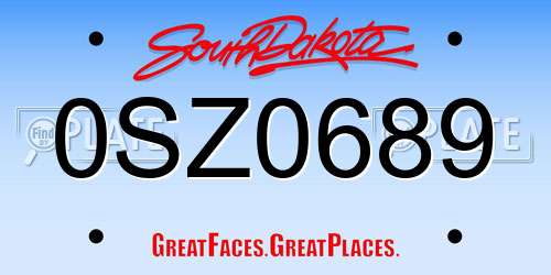 0SZ0689 South Dakota License Plate