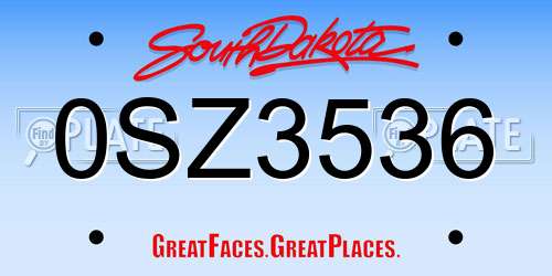 0SZ3536 South Dakota License Plate
