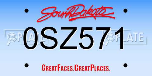 0SZ571 South Dakota License Plate