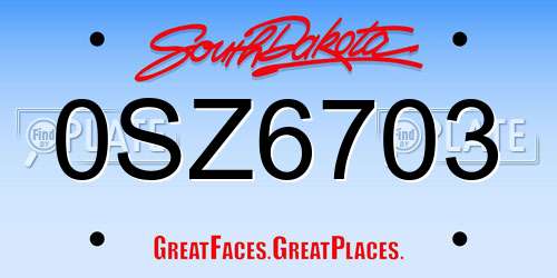 0SZ6703 South Dakota License Plate