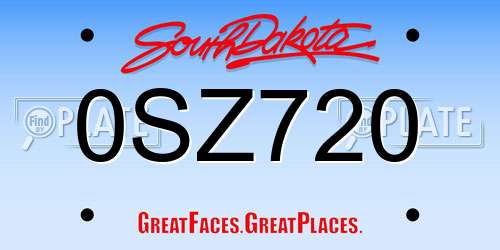 0SZ720 South Dakota License Plate