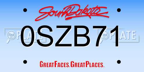 0SZB71 South Dakota License Plate