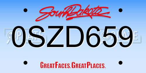 0SZD659 South Dakota License Plate