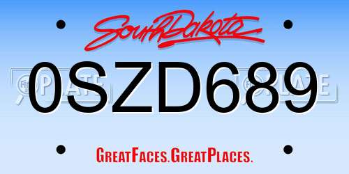 0SZD689 South Dakota License Plate