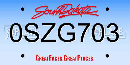 0SZG703 South Dakota License Plate