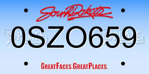 0SZO659 South Dakota License Plate
