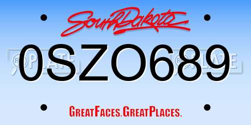 0SZO689 South Dakota License Plate