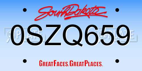 0SZQ659 South Dakota License Plate