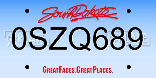 0SZQ689 South Dakota License Plate