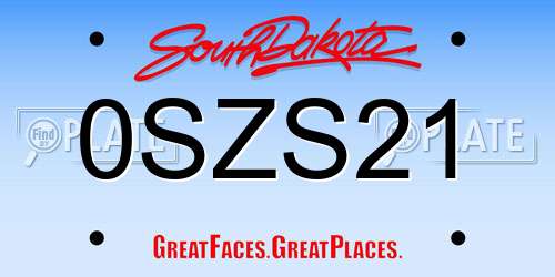 0SZS21 South Dakota License Plate