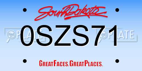 0SZS71 South Dakota License Plate