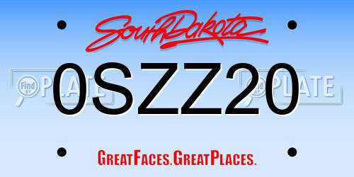 0SZZ20 South Dakota License Plate