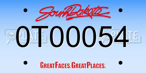 0T00054 South Dakota License Plate