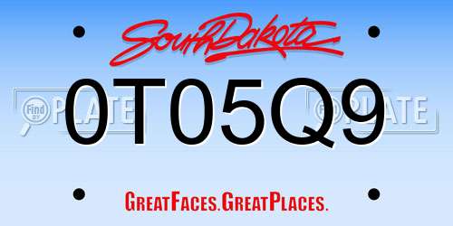 0T05Q9 South Dakota License Plate