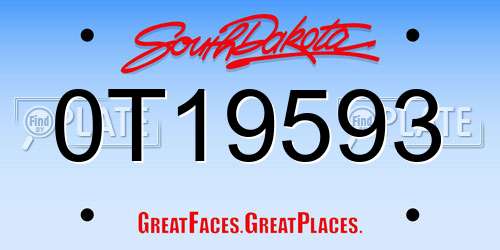 0T19593 South Dakota License Plate