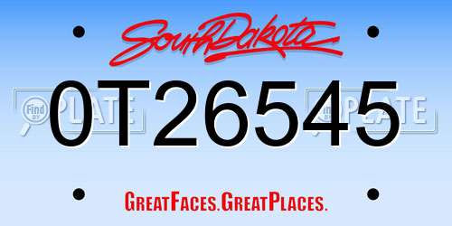 0T26545 South Dakota License Plate