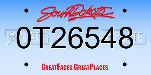 0T26548 South Dakota License Plate