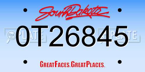 0T26845 South Dakota License Plate