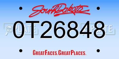0T26848 South Dakota License Plate