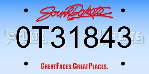 0T31843 South Dakota License Plate