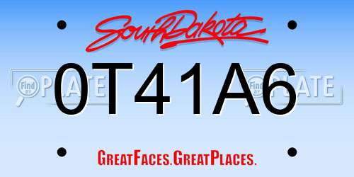 0T41A6 South Dakota License Plate