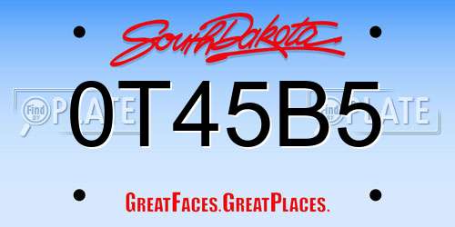 0T45B5 South Dakota License Plate