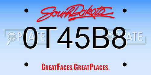 0T45B8 South Dakota License Plate