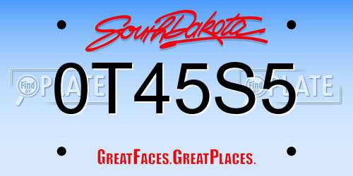 0T45S5 South Dakota License Plate