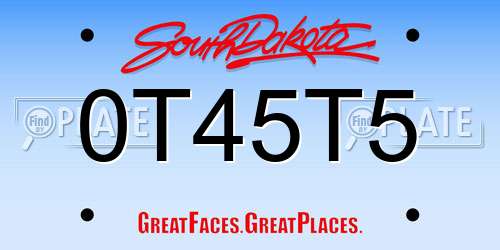 0T45T5 South Dakota License Plate
