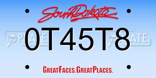 0T45T8 South Dakota License Plate