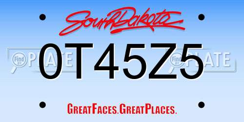 0T45Z5 South Dakota License Plate