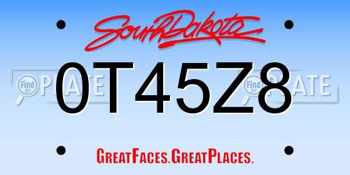 0T45Z8 South Dakota License Plate
