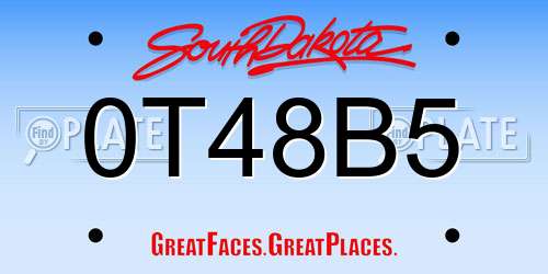 0T48B5 South Dakota License Plate